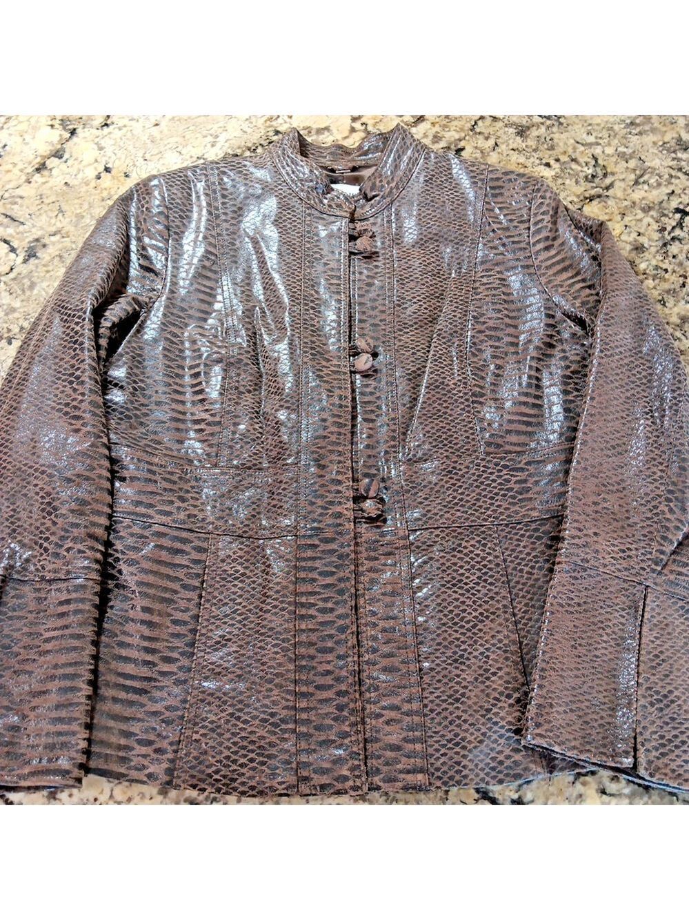 Medium Guillaume Womens Leather Jacket In Rare Snake Print Design Very Good